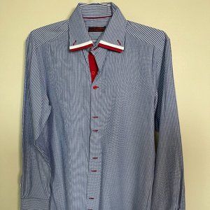 Zeynelli Men's Long Sleeve Button Up | Color: Blue/White | Size: M